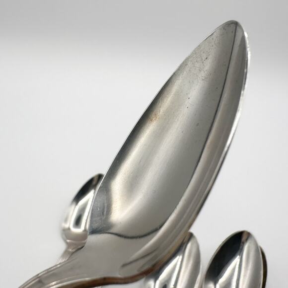 Atq Art Deco National Silver Co EPNS Silver Plate Tea Spoons "Twelve" Set of 8 - Picture 4 of 12